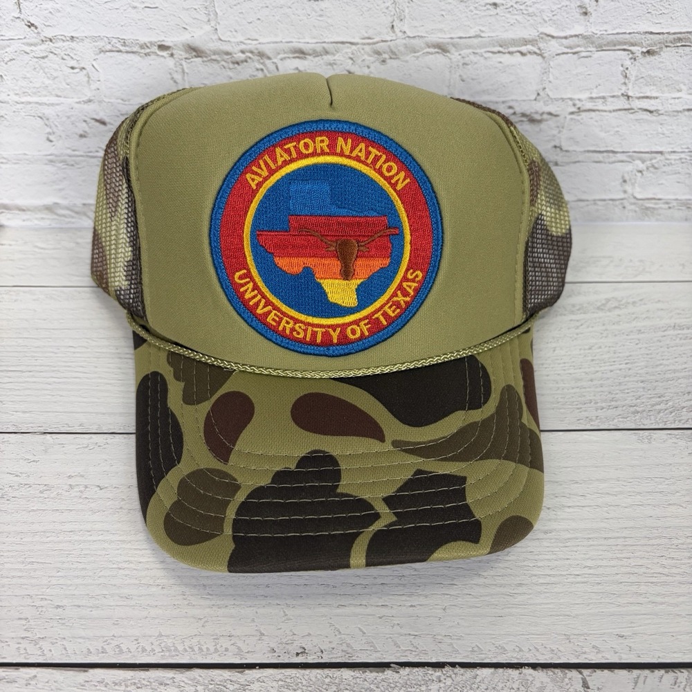 Texas Longhorns Aviator National Camo SnapBack Trucker Hat Cap Mesh Patch NWT